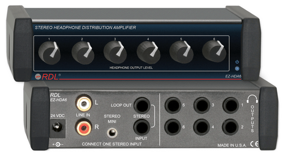 Radio Design Labs EZ-HDA6X Stereo Headphone Distribution Amp - 1X6 Rear-Panel Outputs
