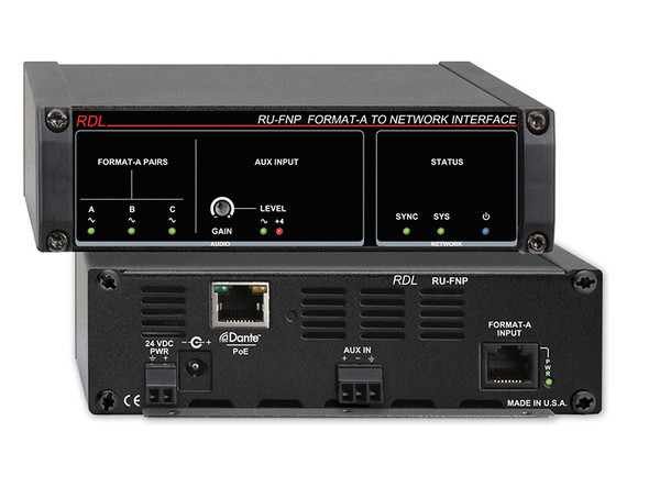 Radio Design Labs RU-FNP Format A to Network Interface - 1 Format A, 1 Balanced Line Aux Inputs - Dante Output - with PoE