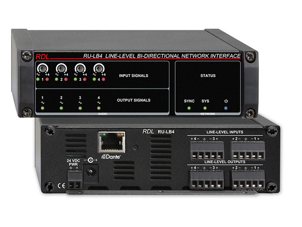 Radio Design Labs RU-LB4 Line-Level Bi-Directional Network Interface - 4 Balanced Line Inputs, Dante Input - 4 Balanced Line Outputs, Dante Output