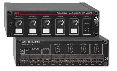 Radio Design Labs RU-MX5ML 5 Input Mic/Line Mixer w/Phntm - Mic and Line Out