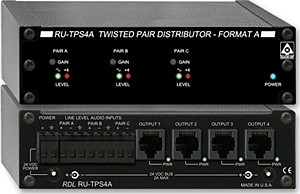 Radio Design Labs RU-TPS4A Active Sender / Distributor - Twisted Pair Format-A - Three audio inputs to Four outputs
