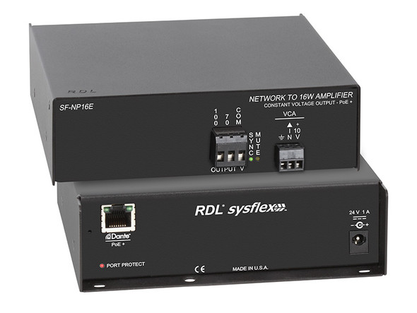Radio Design Labs SF-NP16E PoE+ Network to 16 W Mono Audio Amplifier 70 V or 100 V