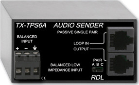 Radio Design Labs TX-TPS6A Passive Single-Pair Sender - Twisted Pair Format-A - balanced line input