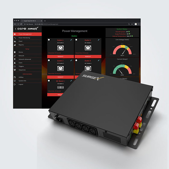 SurgeX SXVS128 12A, 8 NEMA outlet, 0RU switched & monitored vertical PDU - SXVS128