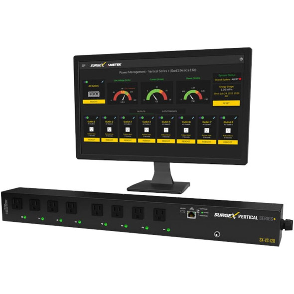 SurgeX SX-VS-128 No Surge Protection, 10A, 8 IEC OUTLET, 0RU VERTICAL PDU