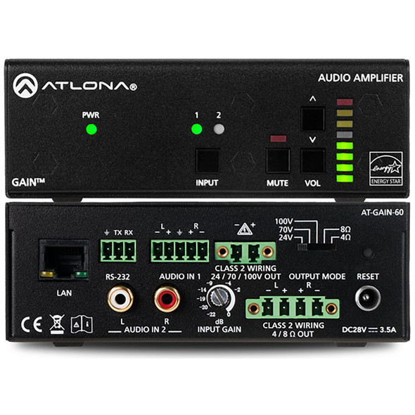 Atlona AT-GAIN-60 Stereo / Mono Power Amplifier - 60 Watts