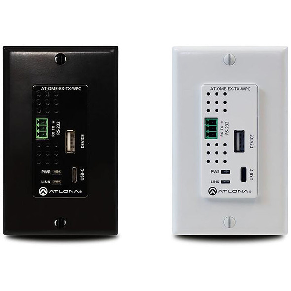 Atlona AT-OME-EX-TX-WPC Omega Single Gang Wall Plate with USB-C Input and USB Data Support