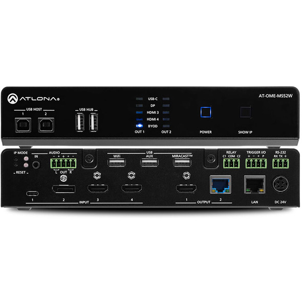 Atlona AT-OME-MS52W Omega 5x2 4K/UHD multiformat matrix switcher, with wireless casting, HDM