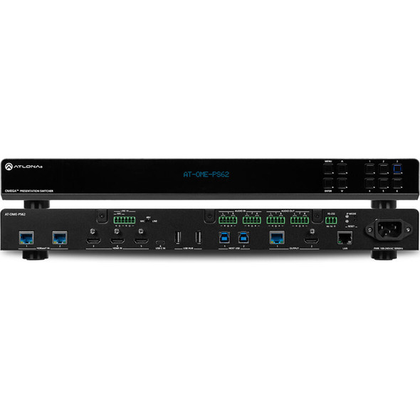 Atlona AT-OME-PS62 Omega 6X2 Matrix switcher with 2x HDBaseT inputs,3x HDMI inputs,