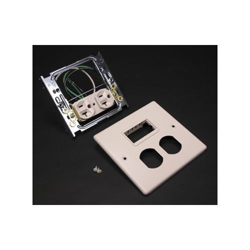 Wiremold V4047WM 4047 Two-Gang Cover One Duplex Receptacle Installed Activate Mini Adapter
