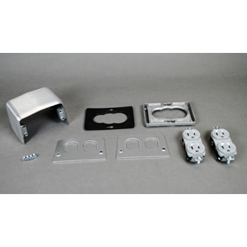 Wiremold 525I Service Fitting, Type: 4-Piece, Duplex Receptacle 20A/125V on Both Sides