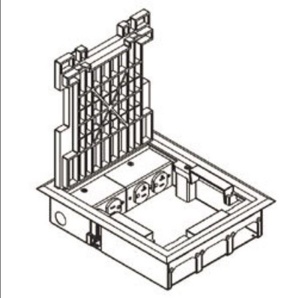 Wiremold SAF21/2-KC Floor Box, Raised 2-1/2", Size: 9-1/8" x 11", Accomodates