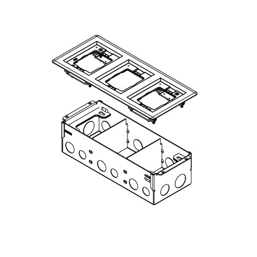 Wiremold 880W3838TCAL 880W3838TCAL Series Two-Gang Steel Floor Box for Wood Floors