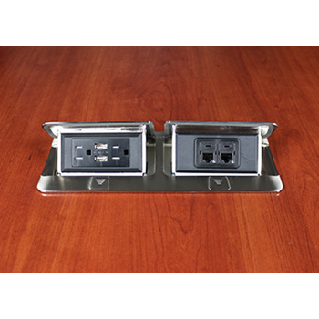 Wiremold DQFP20UBK Cord Ended deQuorum Flip-Up Table Box