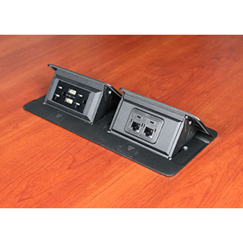 Wiremold DQFP20UST-2A Cord Ended deQuorum Dual Flip-Up Unit with USB