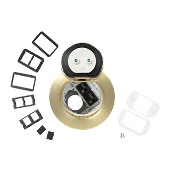 Wiremold 4ATP2CRSB 4ATP2CRSB 4 inch Prewired Flush Syle Duplex Cover in Satin Brass