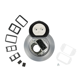 Wiremold 4ATP2RAA 4ATP2RAA 4 inch Prewired Flush Syle Duplex in Brushed Aluminum
