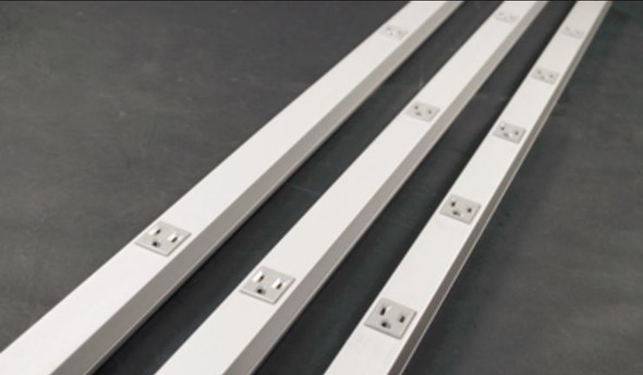 Wiremold G20GB12 Plugmold Outlet Strip, Steel, Gray, 8 Outlets, 6" Centers, 6' Long