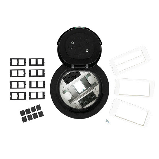 Wiremold 6AT2PCRBK 6in Prewired Flush Black Assembly Marked Controlled BK CKT