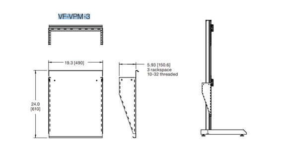 Middle Atlantic VF-VPM-3 3-Space Vertical Panel Mount