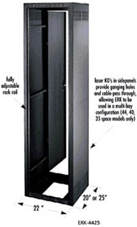Middle Atlantic ERK-3520 35 SPACE 61 1/4in , 19 1/2in DEEP STAND ALONE RACK WITH REAR DOOR, BLACK FINISH