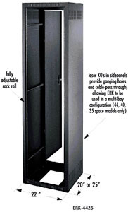 Middle Atlantic ERK-2120LRD 21 SPACE 36 3/4in , 19 1/2in DEEP STAND ALONE RACK LESS REAR DOOR, BLACK FINISH
