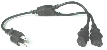 Hosa YIE-406 Power Y Cable, Dual IEC C13 to NEMA 5-15P, 1.5 ft