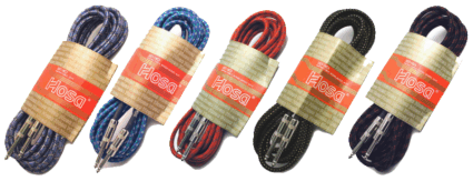 Hosa 3GT-18C1 Cloth Guitar Cable, Hosa Straight to Same, 18 ft, Blue/White/Black