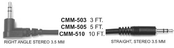 Hosa CMM-103R Stereo Interconnect, 3.5 mm TRS to Right-angle 3.5 mm TRS, 3 ft