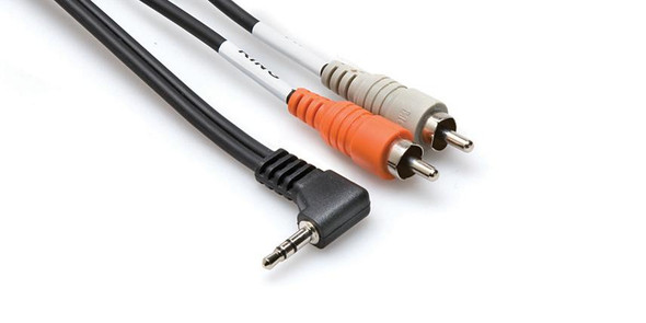 Hosa CMR-206R Stereo Breakout, Right-angle 3.5 mm TRS to Dual RCA, 6 ft