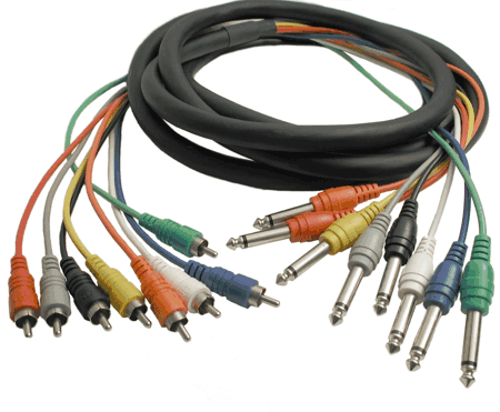 Hosa CPR-802 Unbalanced Snake, 1/4 in TS to RCA, 2 m