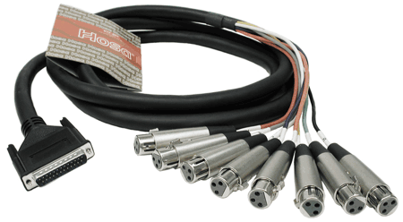 Hosa DTF-805 Balanced Snake, XLR3F to DB25, 5 m