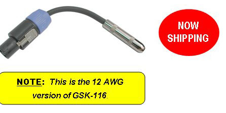 Hosa GSK-112 Speaker Adapter, Hosa 1/4 in TS to Neutrik speakON, 6 in, 12 AWG x 2 OFC