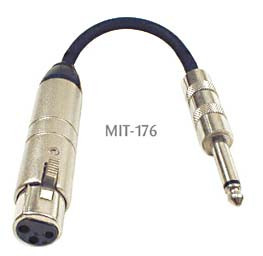 Hosa MIT-176 Impedance Transformer, XLR3F to 1/4 in TS, 6 in