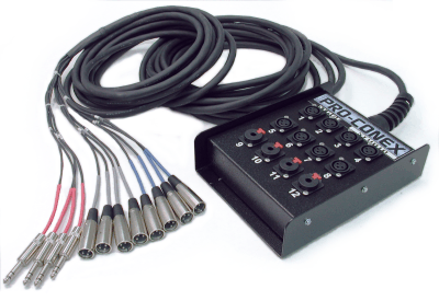 Hosa SH-8X4-50 Pro-Conex Stage Box Snake, Hosa 8 x XLR Sends and 4 x 1/4 in TRS Returns, 50 ft