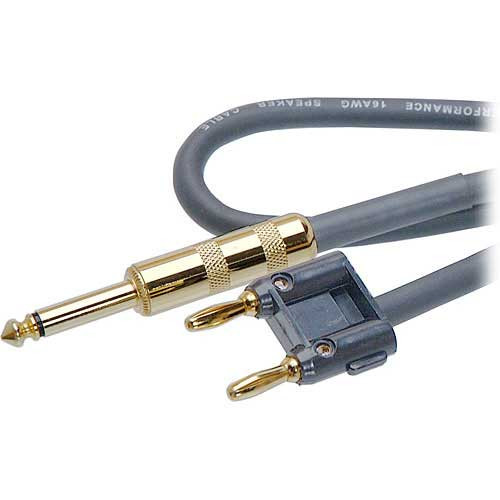 Hosa SKJ-6100BN Speaker Cable, Hosa 1/4 in TS to Dual Banana, 100 ft