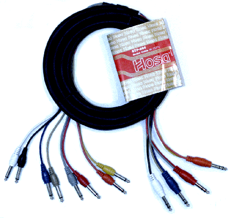 Hosa STP-802 Insert Snake, 1/4 in TRS to Dual 1/4 in TS, 2 m