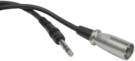 Hosa STX-102M Balanced Interconnect, 1/4 in TRS to XLR3M, 2 ft