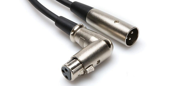 Hosa XFF-101.5 Balanced Interconnect, Right-angle XLR3F to XLR3M, 1.5 ft