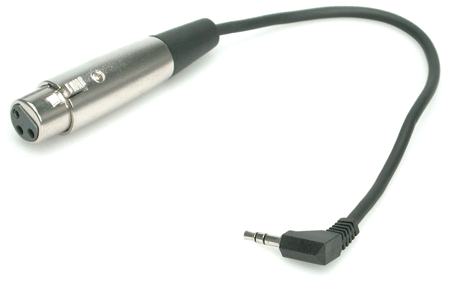 Hosa XVM-101F Camcorder Microphone Cable, XLR3F to Right-angle 3.5 mm TRS, 1 ft