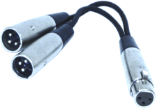 Hosa YXM-121 Y Cable, XLR3F to Dual XLR3M, 6 in