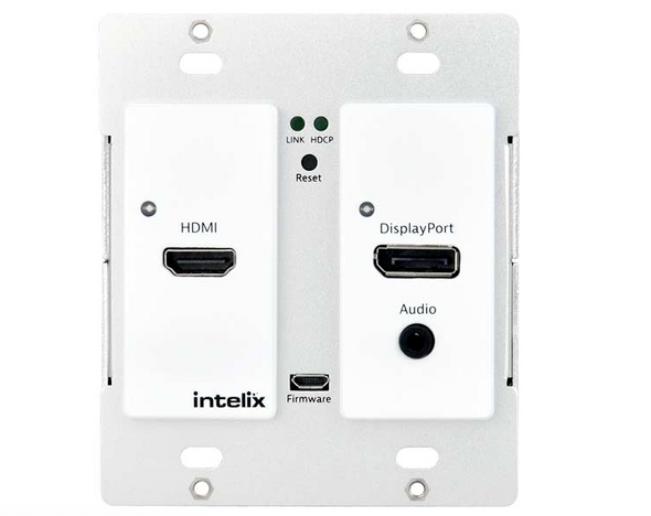 Liberty Cable AS-1H1DP-WP-W HDMI/DisplayPort Auto-Switching Wallplate w/ HDBaseT Output