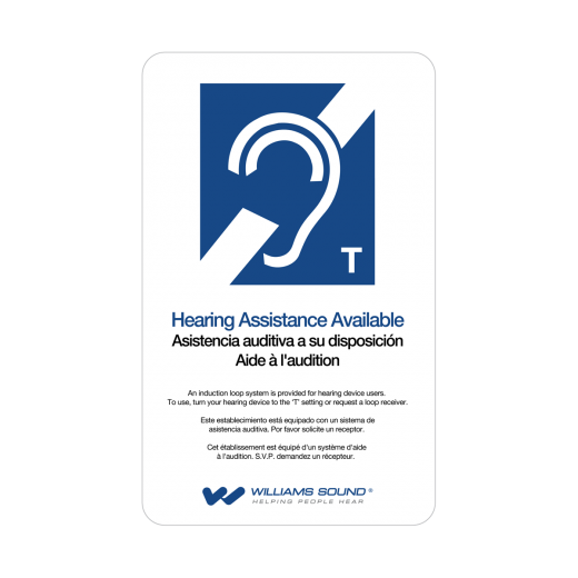 Williams Sound IDP 009 ADA Wall Plaque for Loop / T-coil