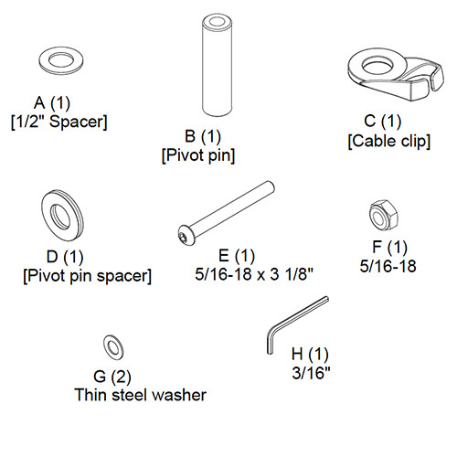Chief KRA241B Kontour KX K1 K2 Hardware Kit, Black