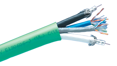 Liberty Cable CEBUS-F Green Structured Solutions 2 RG6Q BC + 2 Category 6 + a 2 Fiber OM3 jacketed composite cable