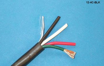 Liberty Cable 12-4C-BLK Black Commercial grade general purpose 12 AWG 4 conductor cable
