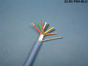 Liberty Cable 22-8C-PSH-BLU Blue Commercial grade general purpose 22 AWG 8 conductor plenum shielded cable