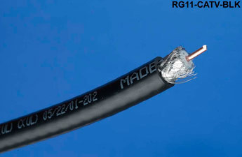 Liberty Cable RG11-CATV-BLK Black RG11 CCS dual shielded coaxial cable swept to 3.0 GHz