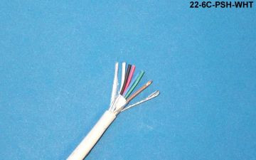 Liberty Cable 22-6C-PSH-WHT White Commercial grade general purpose 22 AWG 6 conductor plenum shielded cable