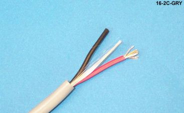 Liberty Cable 16-2C-GRY Grey Commercial grade general purpose 16 AWG 2 conductor cable
